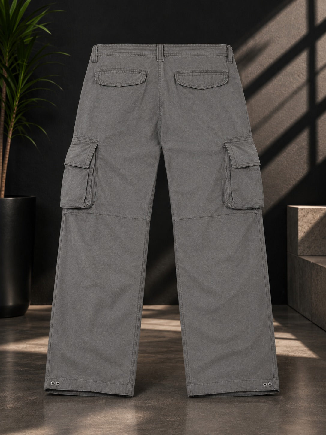 Regaloz Urban Utility Cargo Pants — Grey