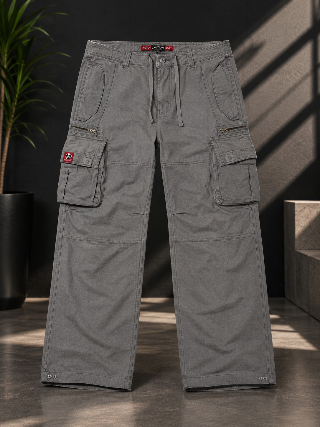 Regaloz Urban Utility Cargo Pants — Grey