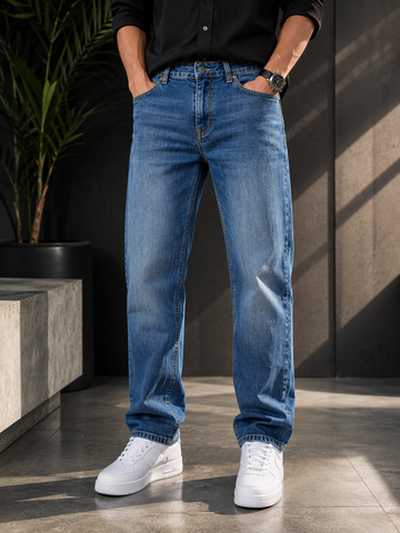 Regaloz Classic Blue Straight-Fit Jeans