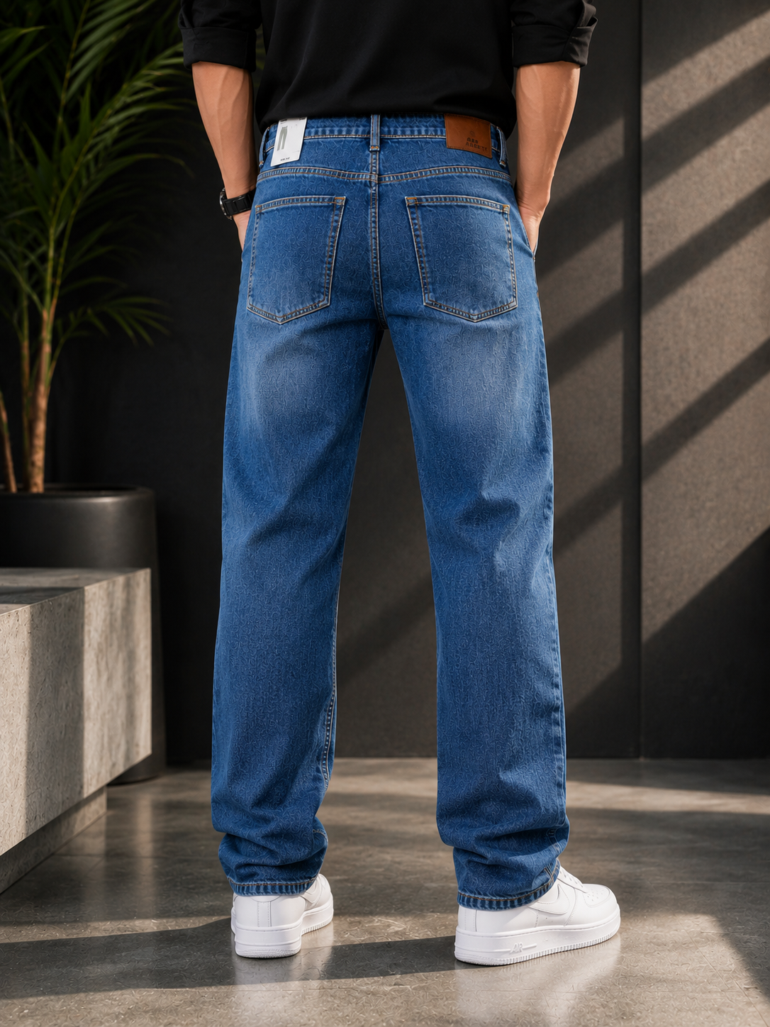 Regaloz Classic Blue Straight-Fit Jeans
