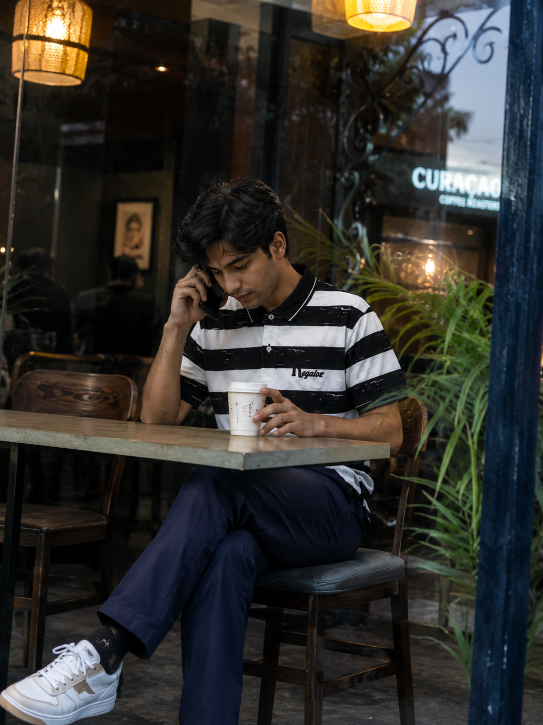 👕⚫⚪ Regaloz Polo Street Classic BLACK &amp; WHITE Striped Shirt