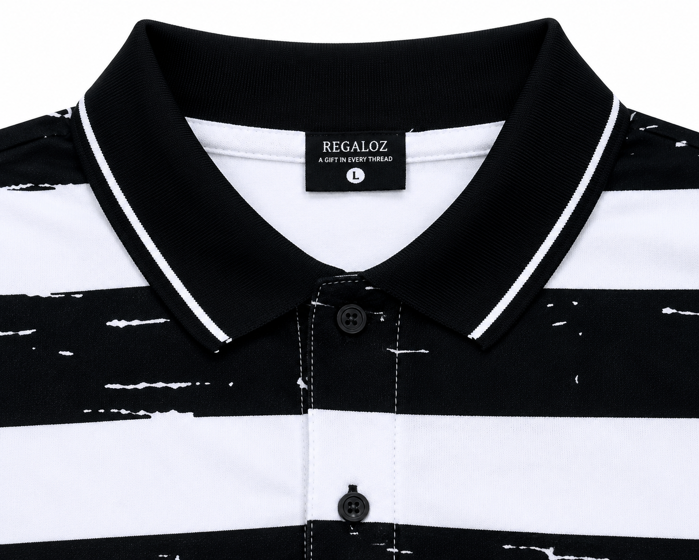 👕⚫⚪ Regaloz Polo Street Classic BLACK &amp; WHITE Striped Shirt
