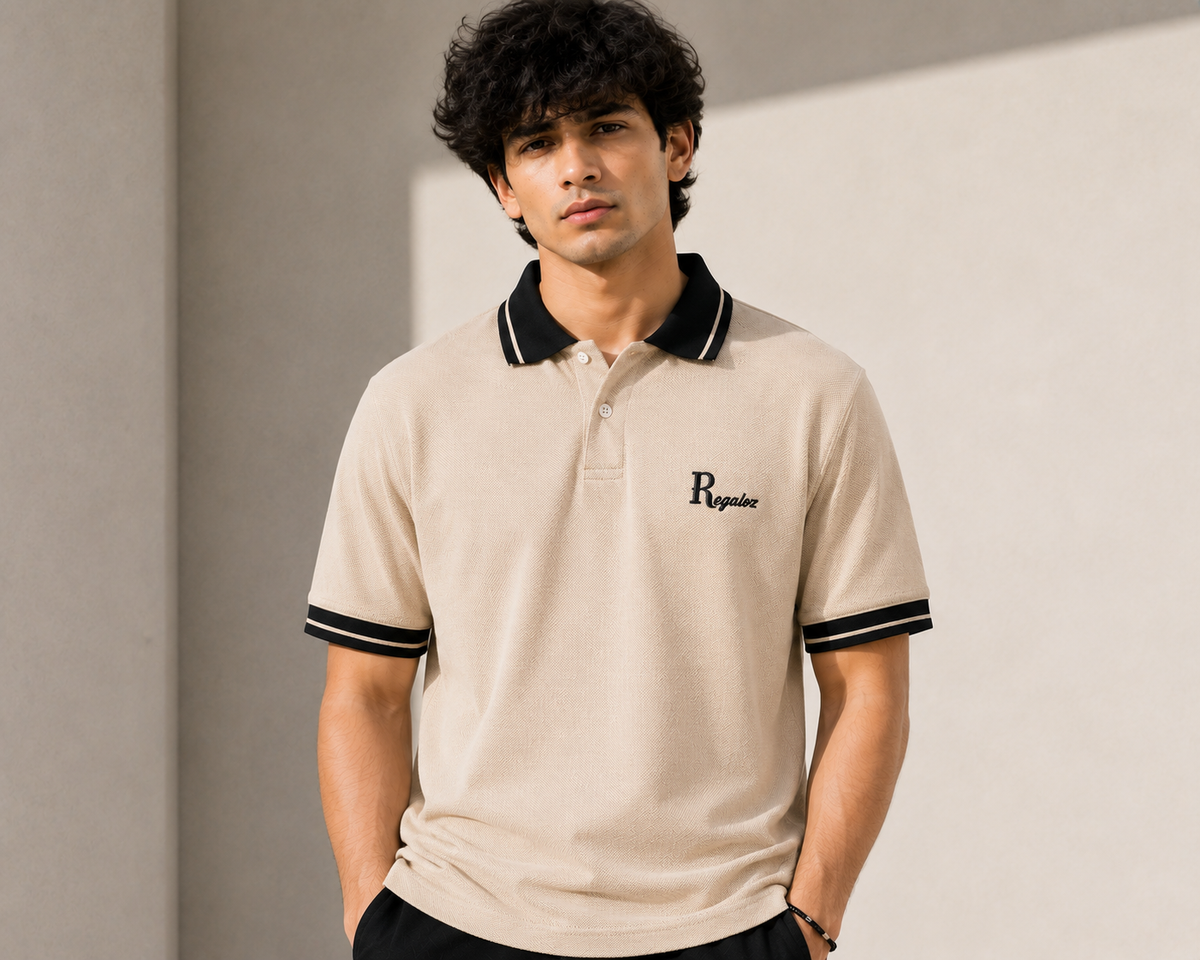 Regaloz Streetline Polo BEIGE Fit Classic Shirt
