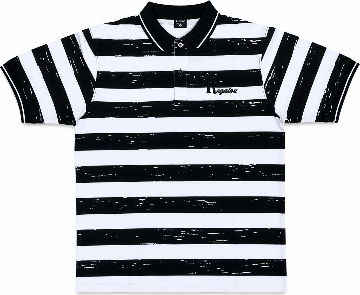 👕⚫⚪ Regaloz Polo Street Classic BLACK &amp; WHITE Striped Shirt