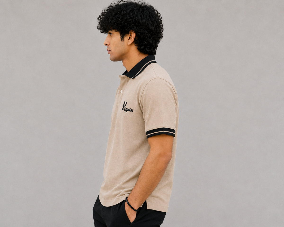 Regaloz Streetline Polo BEIGE Fit Classic Shirt