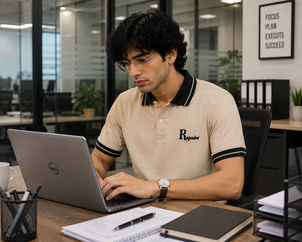 Regaloz Streetline Polo BEIGE Fit Classic Shirt