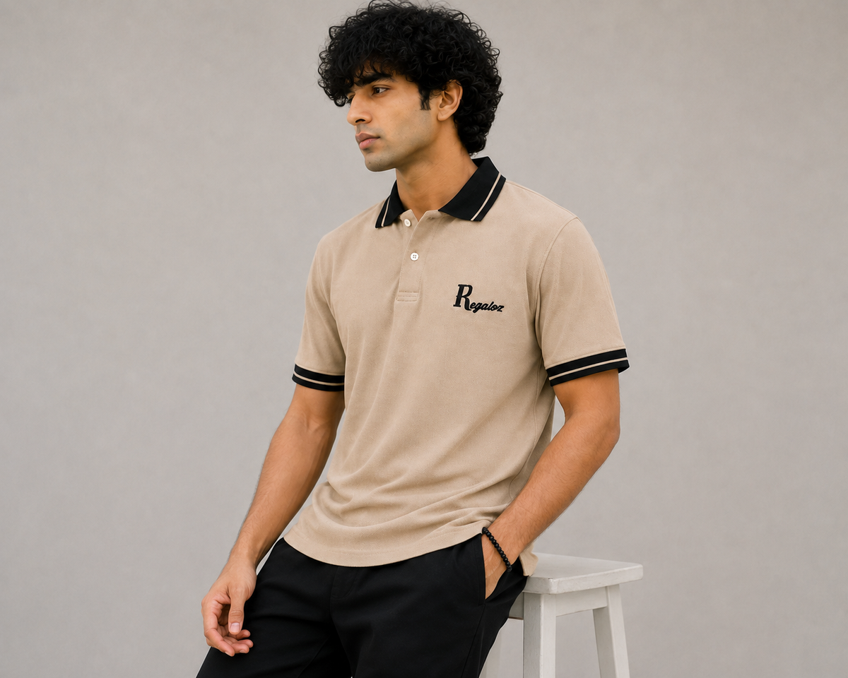 Regaloz Streetline Polo BEIGE Fit Classic Shirt