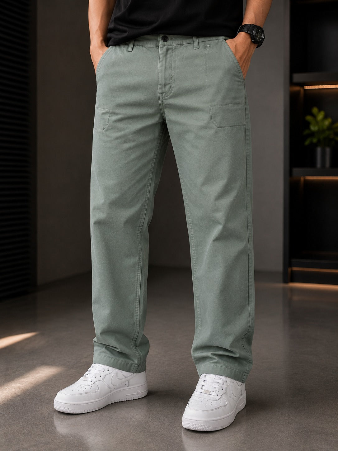 🌿 Sage Utility Straight Pants