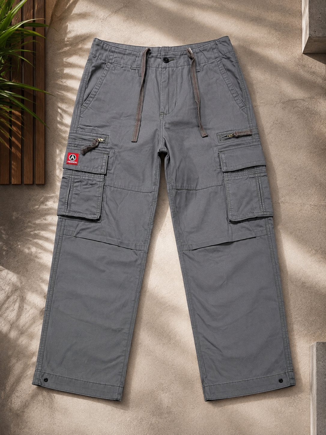 Regaloz Urban Utility Cargo Pants — Grey