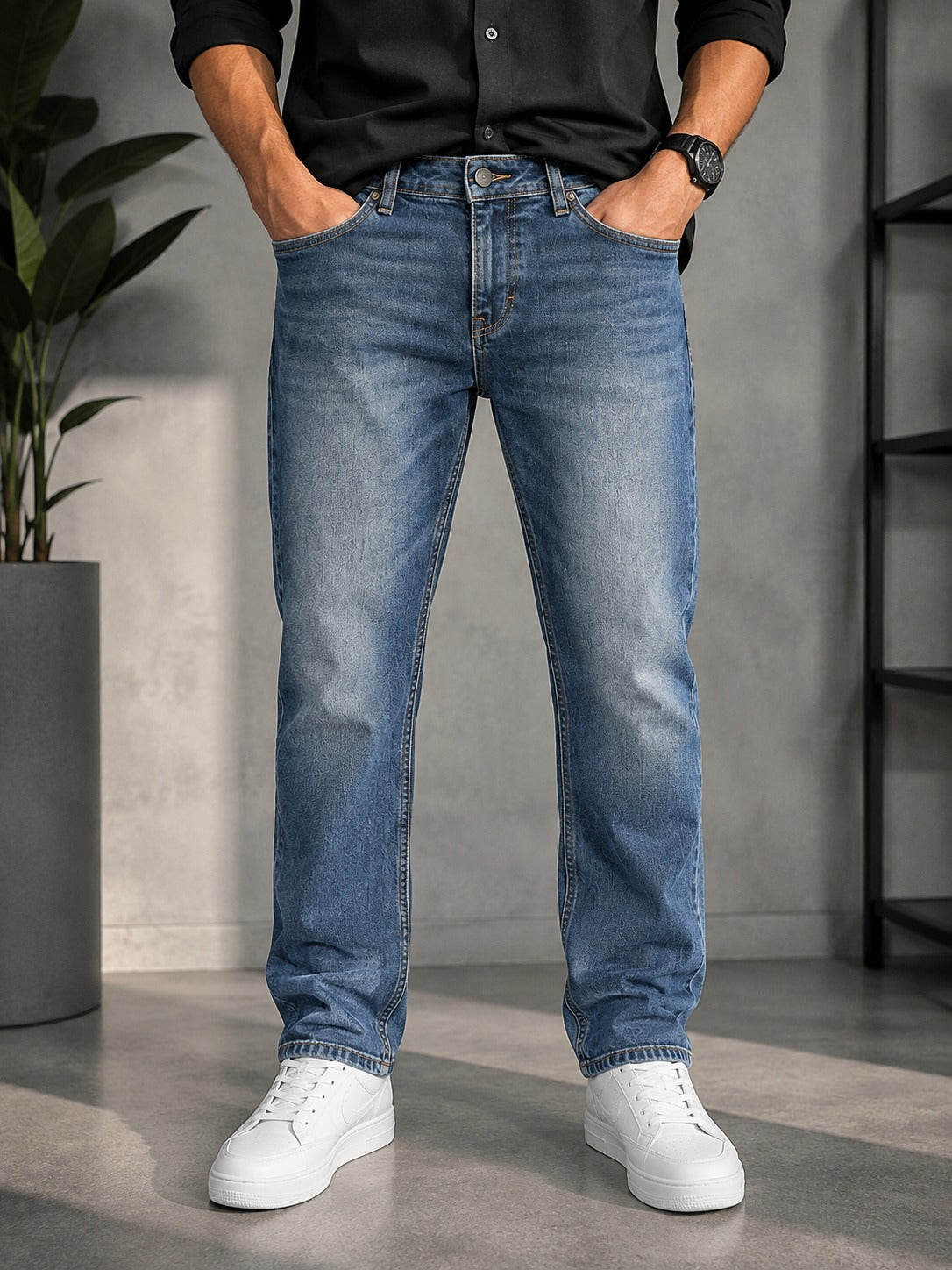 👖 Vintage Blue Straight-Fit Jeans — By Regaloz
