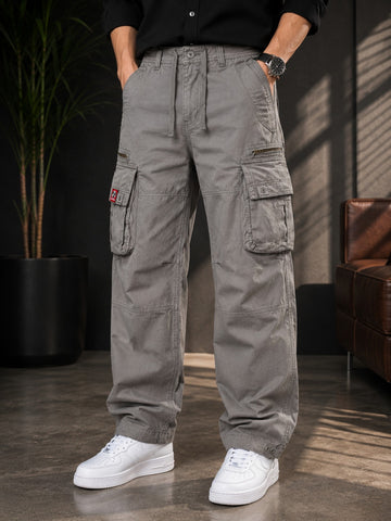 Regaloz Urban Utility Cargo Pants — Grey