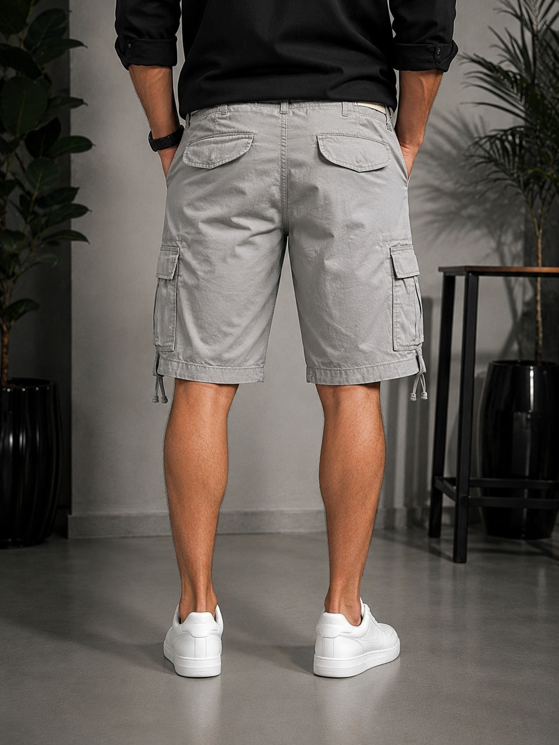 Grey Utility Cargo Shorts — By Regaloz