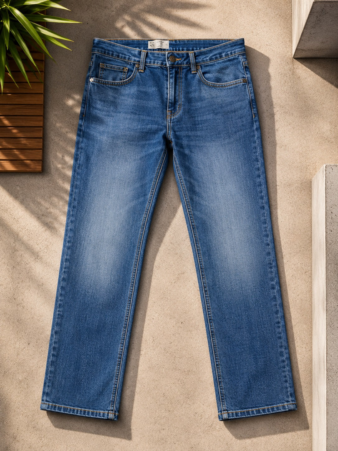 Regaloz Classic Blue Straight-Fit Jeans